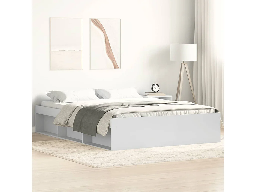 Estructura de cama doble sin colchón blanco 135x190 cm