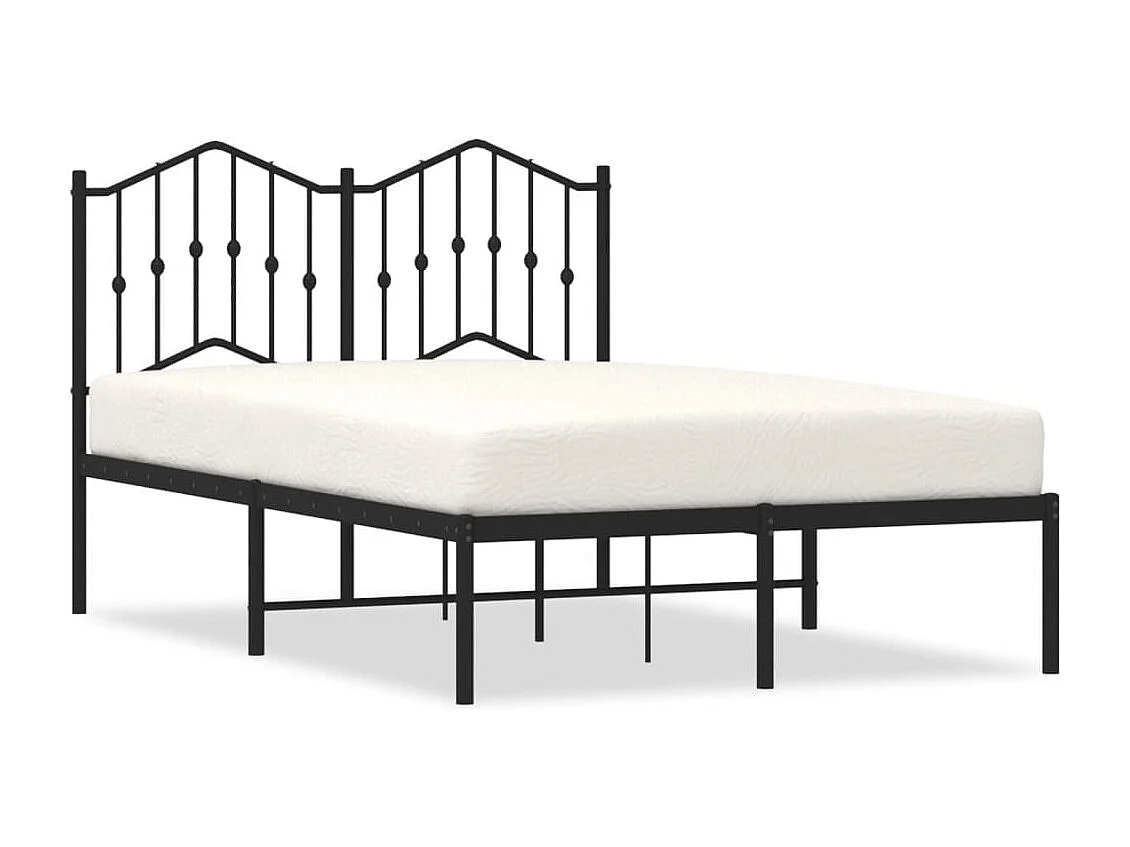 Cadre de lit métal sans matelas avec tête de lit noir 120x200cm