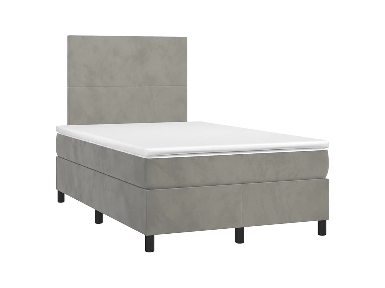 Sommier à lattes de lit et matelas gris clair 120x190cm velours