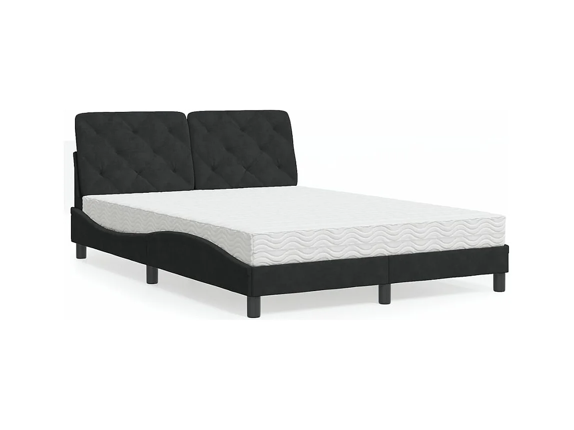 Bed met matras fluweel zwart 140x190 cm