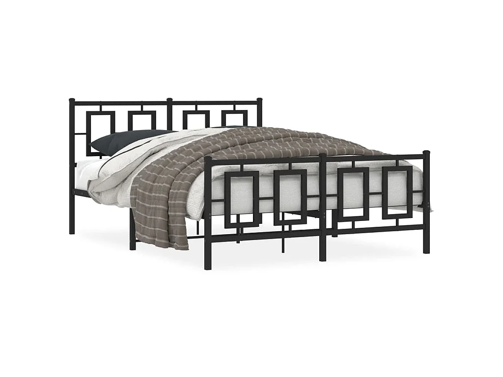 Estrutura de cama com cabeceira e pés 135x190 cm metal preto