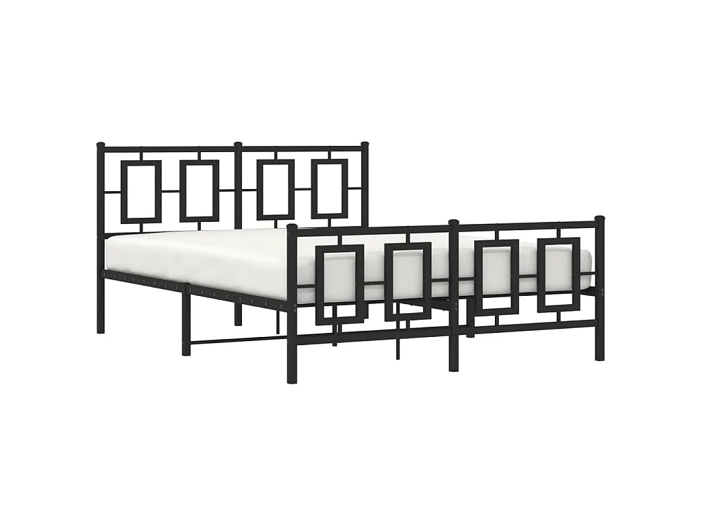 Estrutura de cama com cabeceira e pés 135x190 cm metal preto