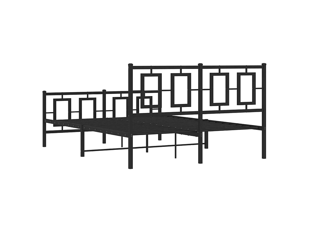 Estrutura de cama com cabeceira e pés 135x190 cm metal preto