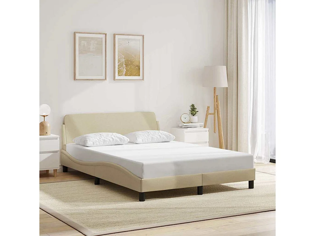 Cadre de lit Dover crème 140x190 cm tissu
