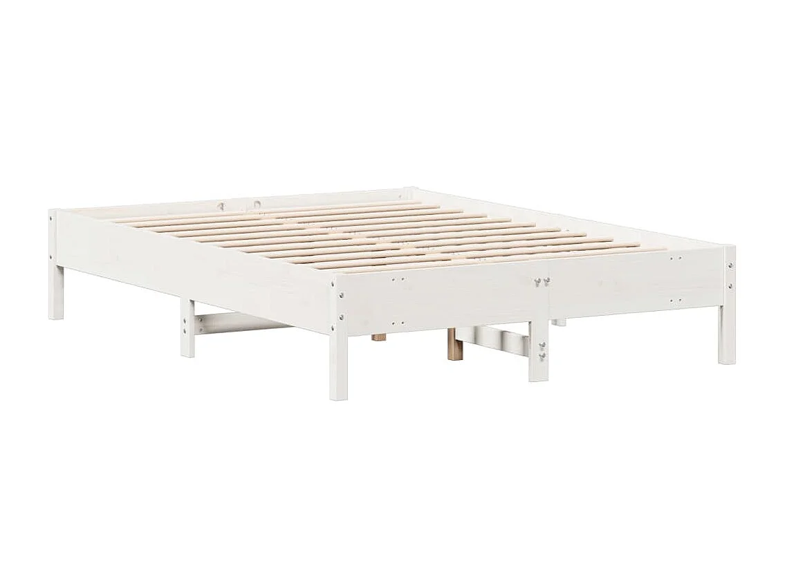 Bedframe zonder matras massief grenenhout wit 140x190 cm