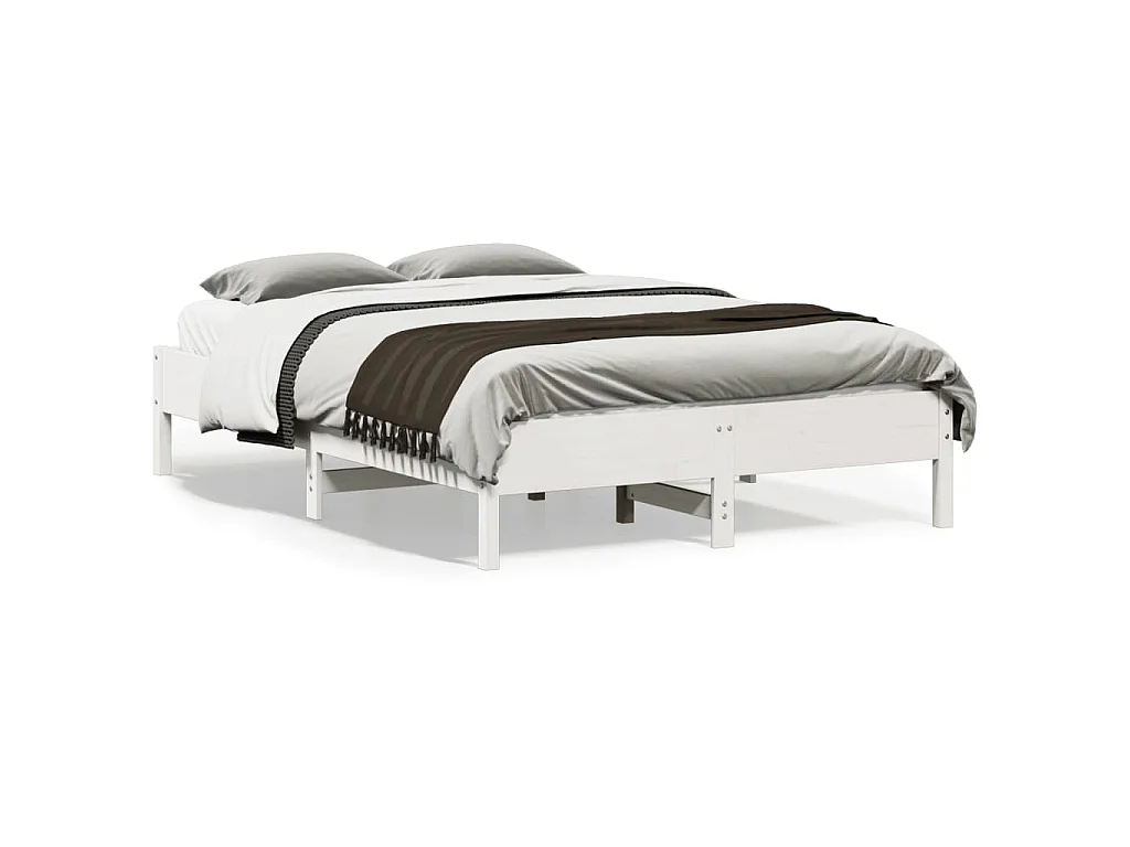 Cadre de lit sans matelas blanc 140x190 cm bois de pin massif