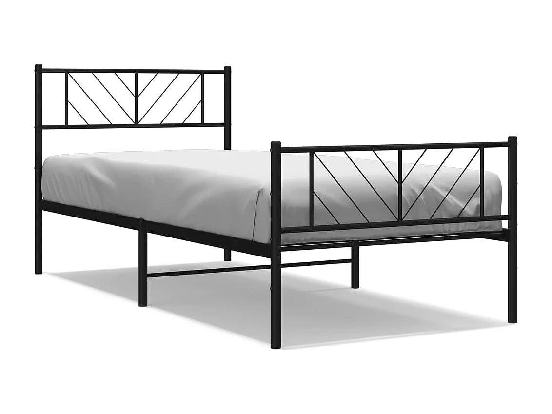 Cadre de lit métal sans matelas avec pied de lit noir 90x190 cm