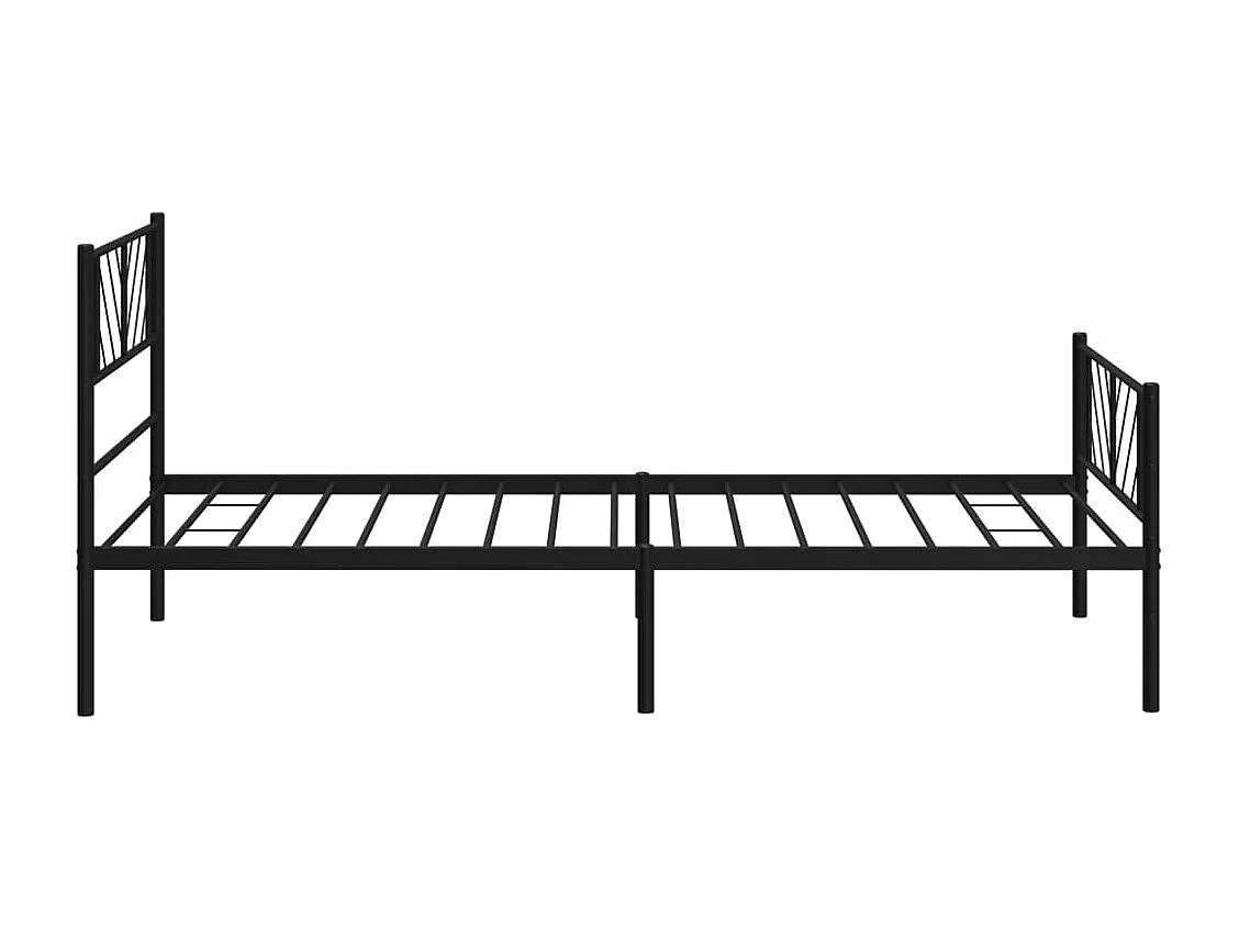 Cadre de lit métal sans matelas avec pied de lit noir 90x190 cm