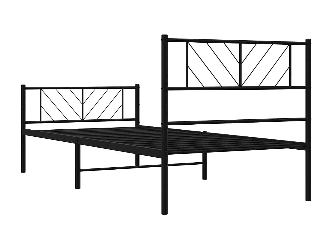 Cadre de lit métal sans matelas avec pied de lit noir 90x190 cm