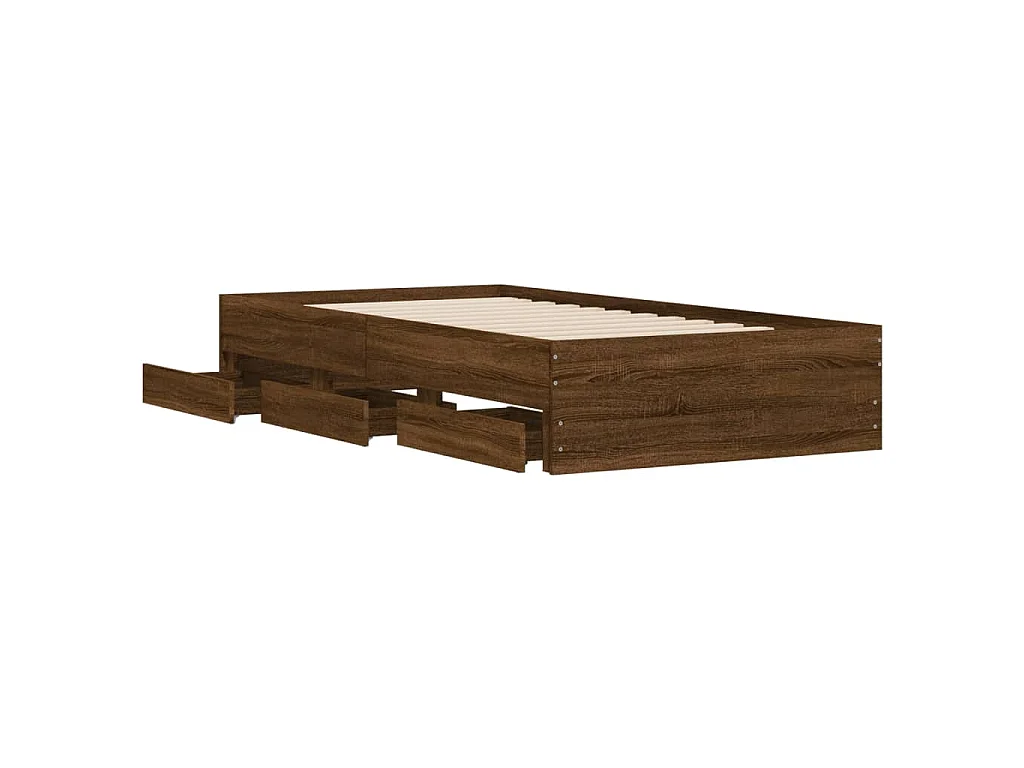 Bedframe met lades bewerkt hout bruin eikenkleur 90x200 cm