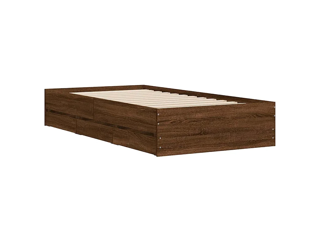 Cadre de lit avec tiroirs sans matelas chêne marron 90x200 cm