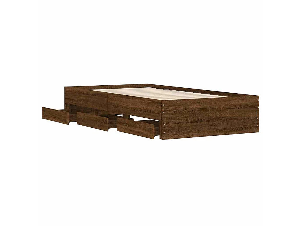 Cadre de lit avec tiroirs sans matelas chêne marron 90x200 cm
