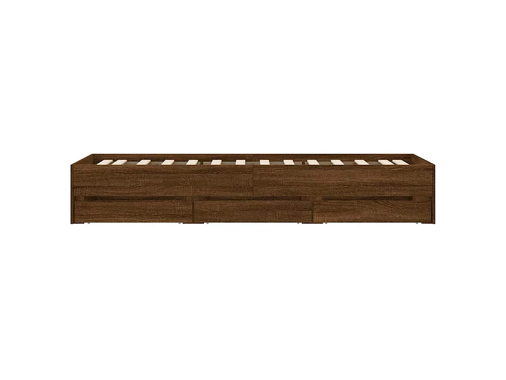 Cadre de lit avec tiroirs sans matelas chêne marron 90x200 cm