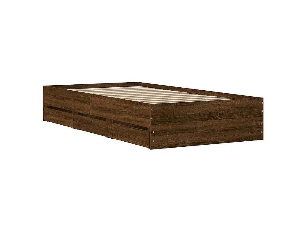 Cadre de lit avec tiroirs sans matelas chêne marron 90x200 cm