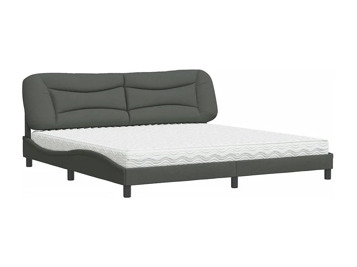 Lit avec matelas Hvar gris foncé 200x200 cm tissu