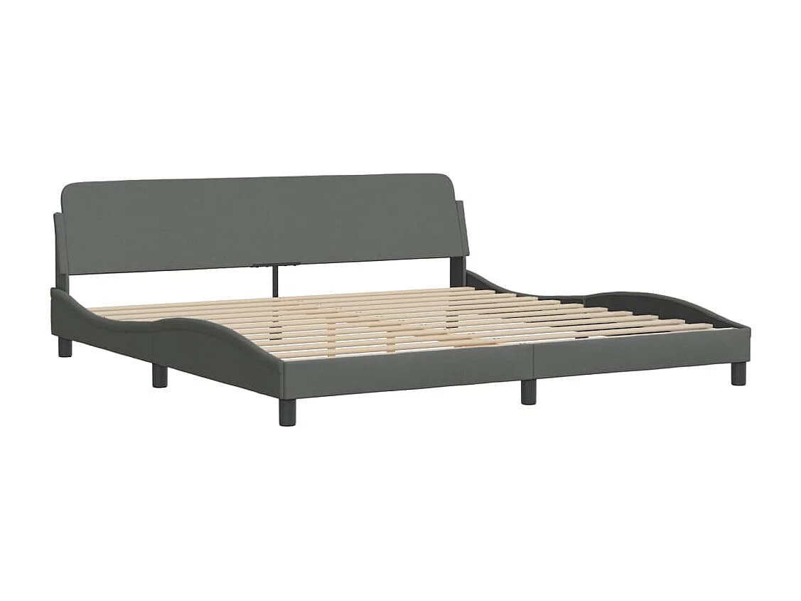 Lit avec matelas Hvar gris foncé 200x200 cm tissu