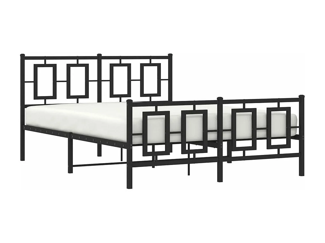 Estrutura de cama com cabeceira e pés 140x200 cm metal preto