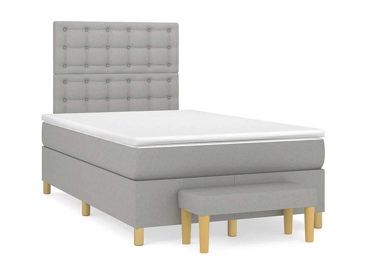Sommier à lattes de lit et matelas gris clair 120x190 cm tissu