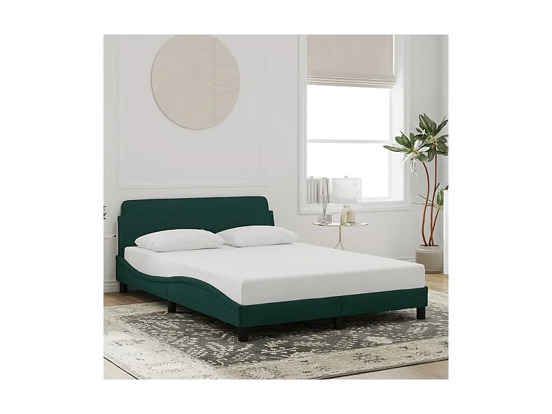 Cadre de lit Dover vert foncé 120x200 cm velours
