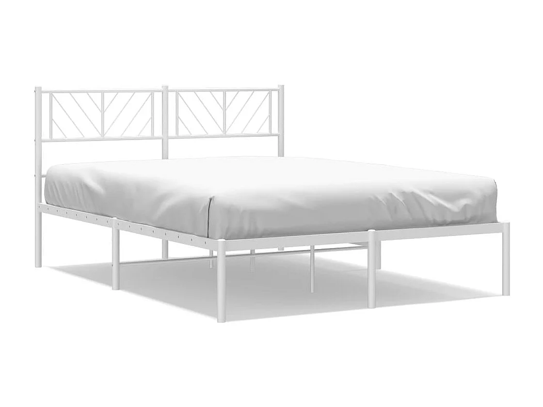 Cadre de lit métal sans matelas et tête de lit blanc 140x190 cm