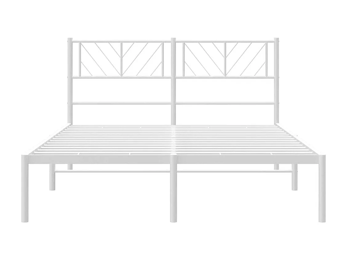 Cadre de lit métal sans matelas et tête de lit blanc 140x190 cm