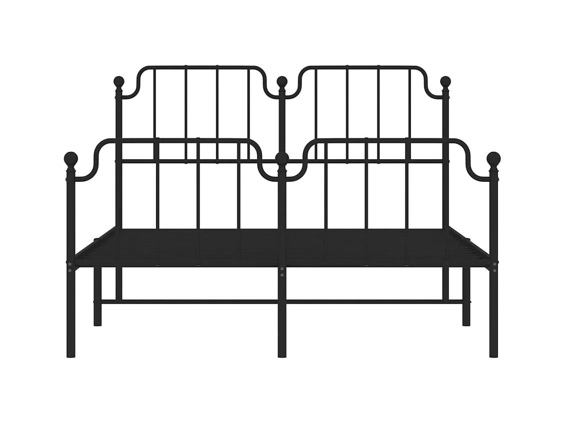 Bettgestell mit Kopf- und Fußteil Metall Schwarz 140x190 cm