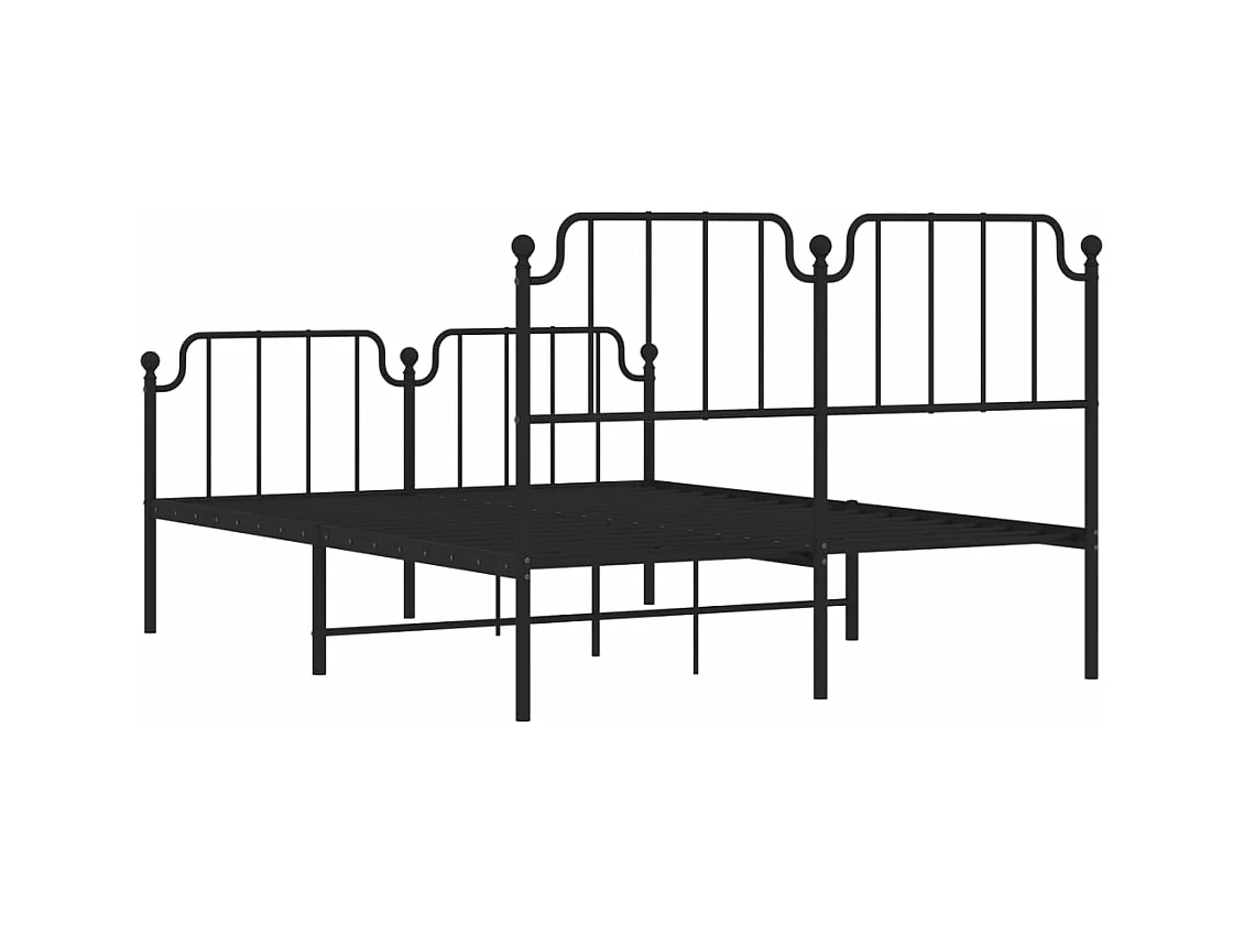 Bettgestell mit Kopf- und Fußteil Metall Schwarz 140x190 cm