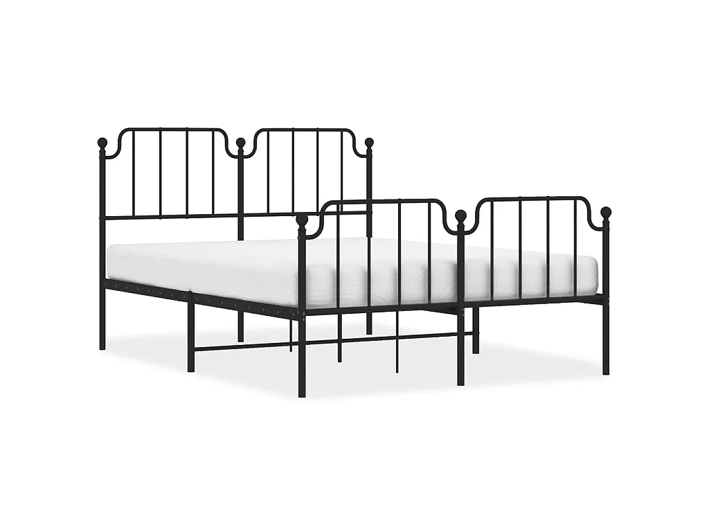 Bettgestell mit Kopf- und Fußteil Metall Schwarz 140x190 cm
