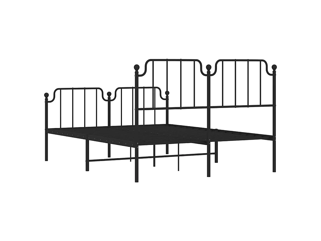 Bettgestell mit Kopf- und Fußteil Metall Schwarz 140x190 cm