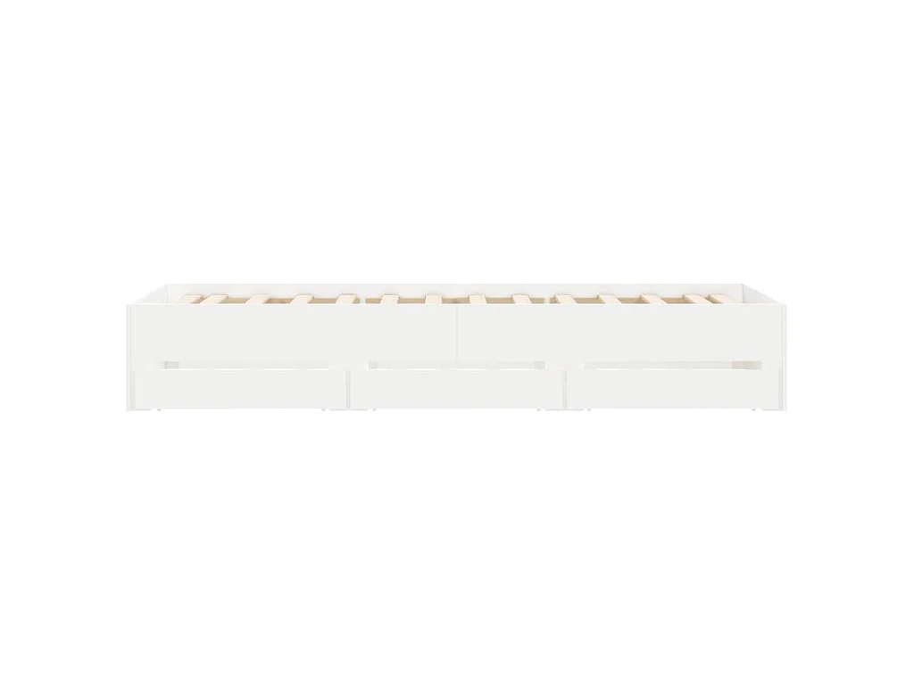 Cadre de lit avec tiroirs sans matelas blanc 75x190 cm