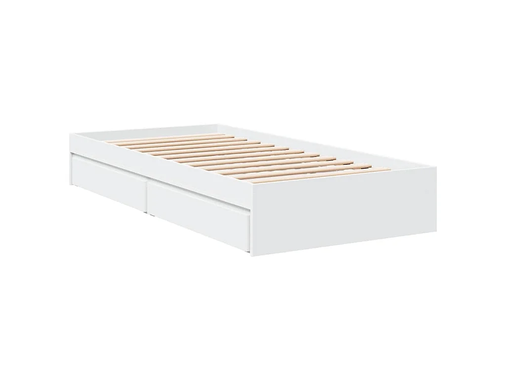 Cadre de lit avec tiroirs sans matelas blanc 90x190 cm