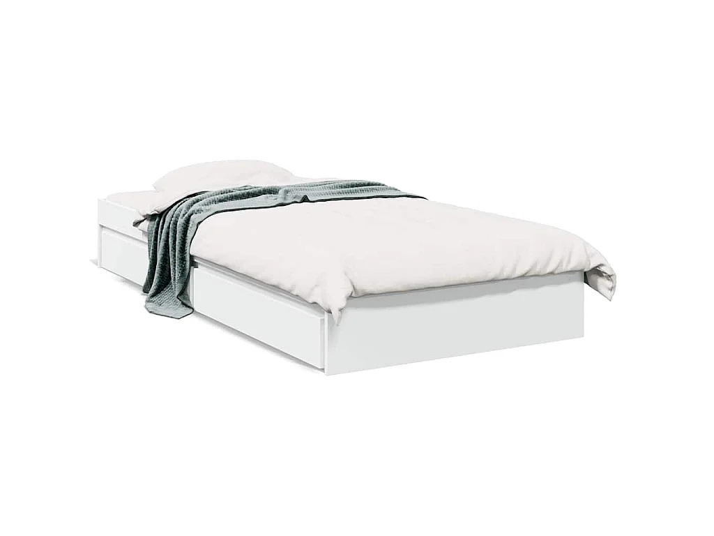 Cadre de lit avec tiroirs sans matelas blanc 90x190 cm