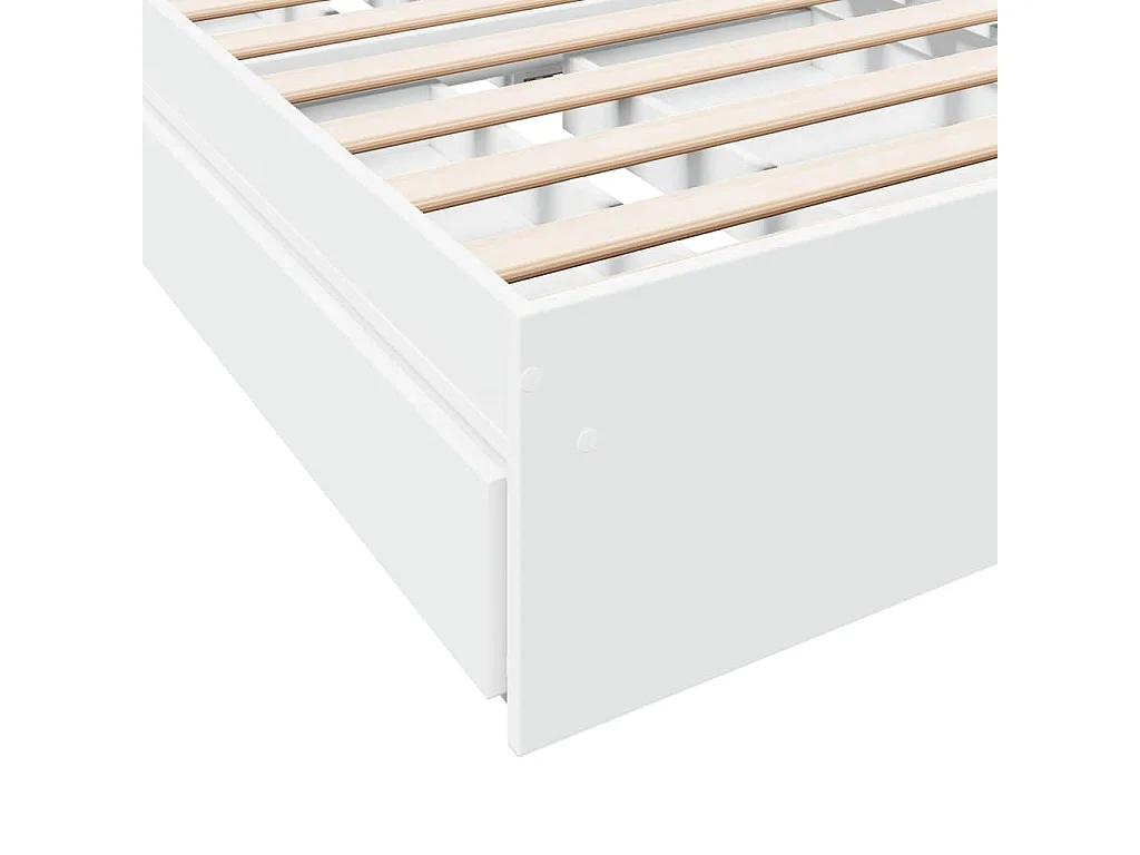 Cadre de lit avec tiroirs sans matelas blanc 90x190 cm
