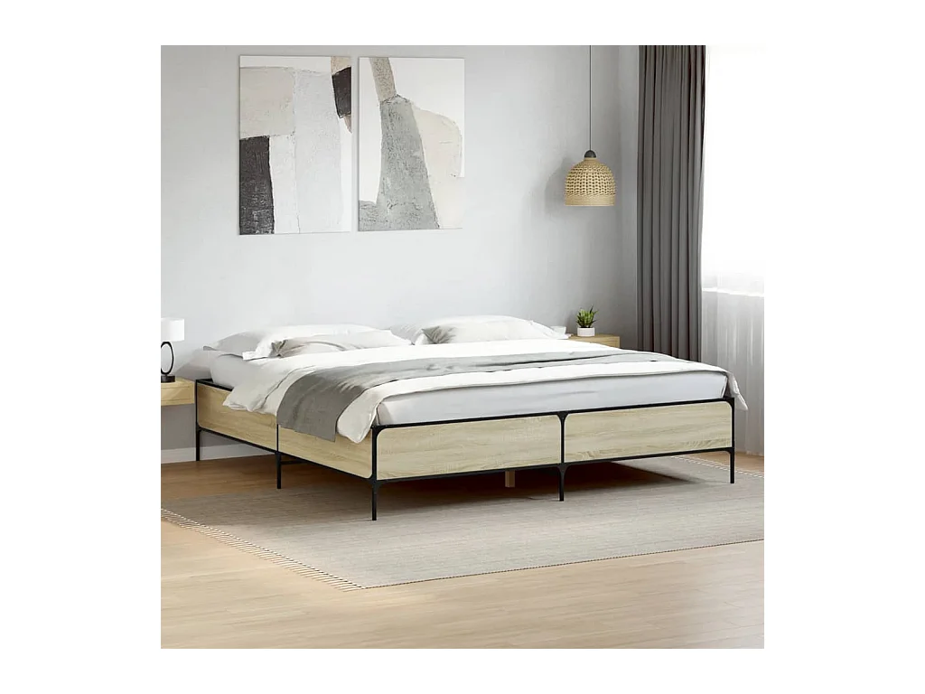 Cadre de lit sans matelas chêne sonoma 200x200 cm