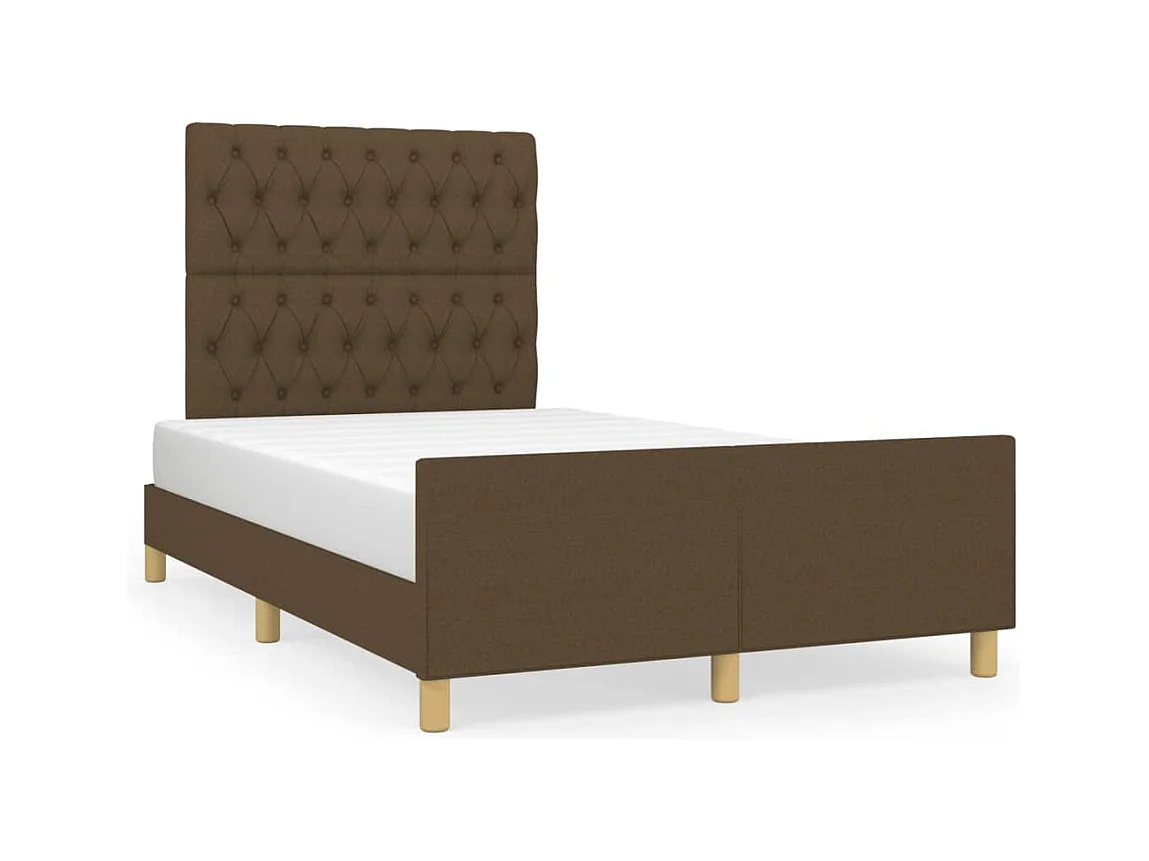 Cadre de lit sans matelas marron foncé 120x190 cm tissu