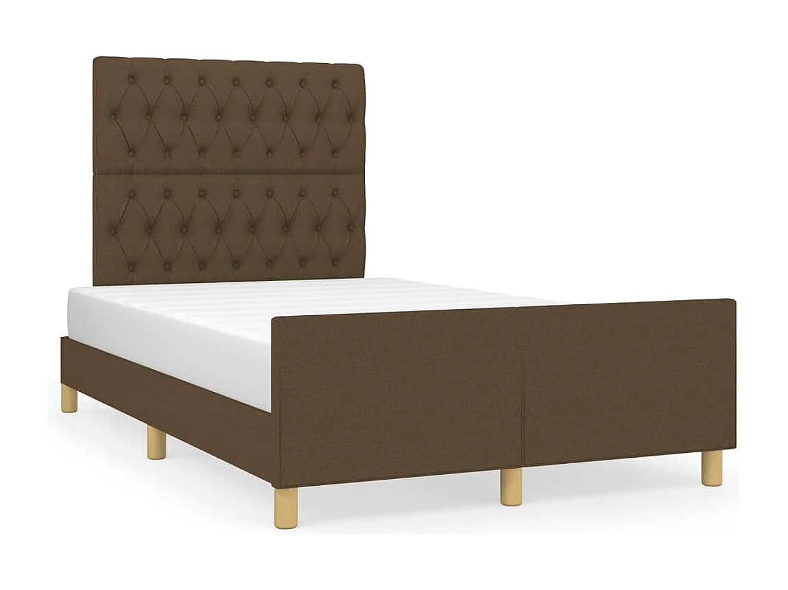 Cadre de lit sans matelas marron foncé 120x190 cm tissu