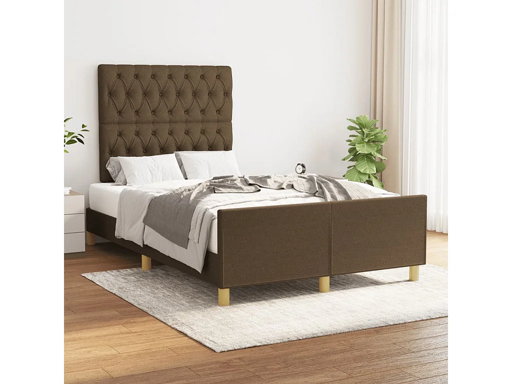Cadre de lit sans matelas marron foncé 120x190 cm tissu