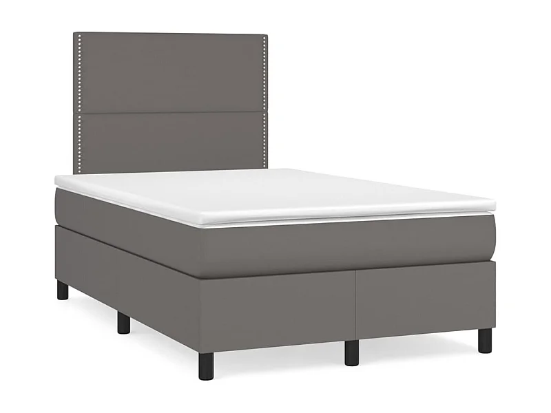Sommier à lattes de lit matelas LED gris 120x190 cm similicuir