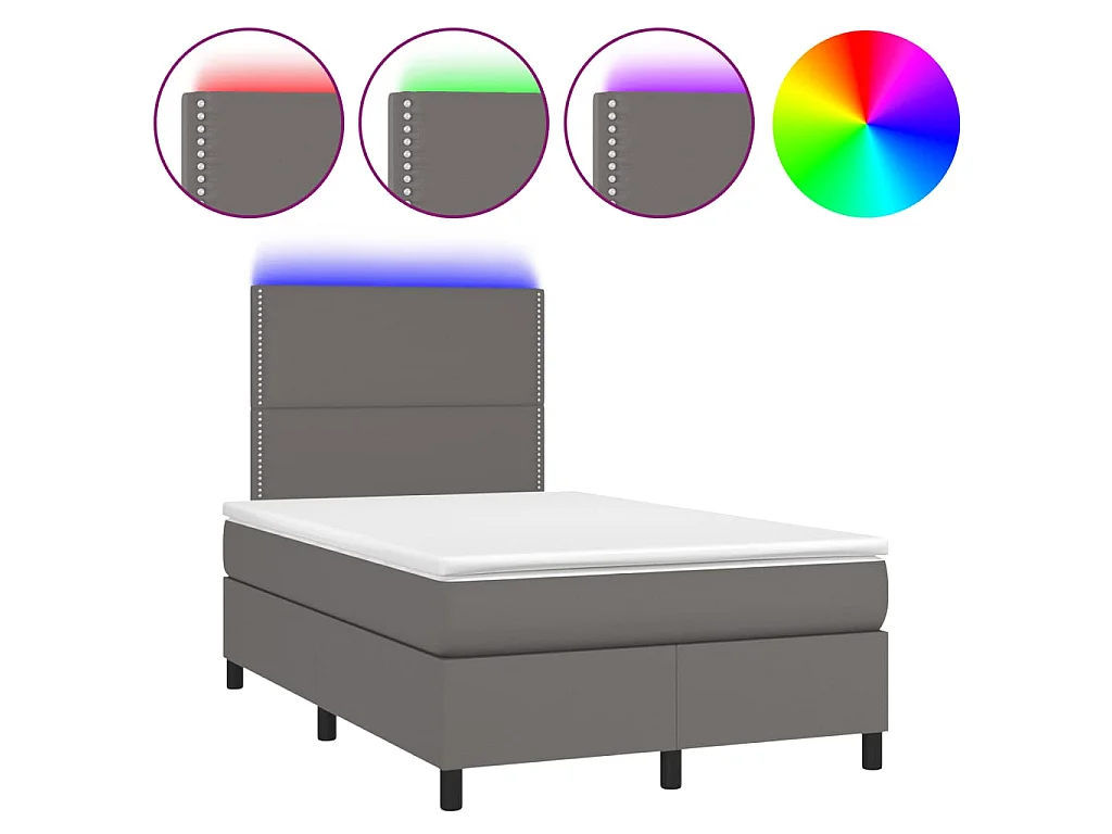 Boxspring met matras en LED kunstleer grijs 120x190 cm