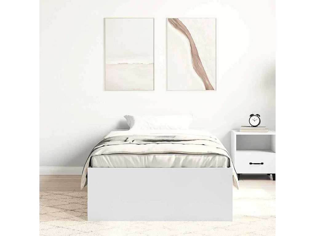 Cadre de lit sans matelas blanc 75x190 cm