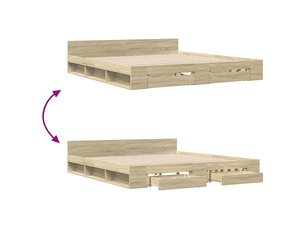 Bedframe met lades bewerkt hout sonoma eikenkleurig 180x200 cm
