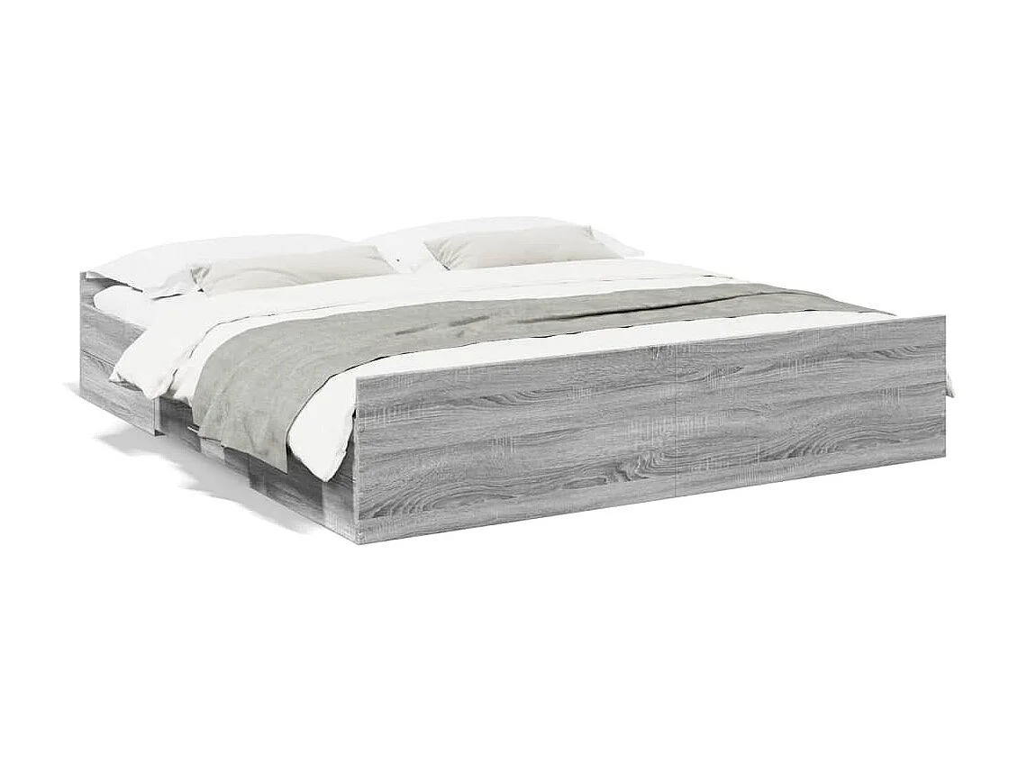 Cadre de lit avec tiroirs sans matelas sonoma gris 200x200 cm