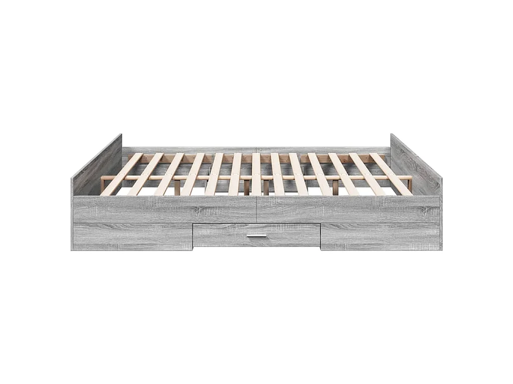 Cadre de lit avec tiroirs sans matelas sonoma gris 200x200 cm