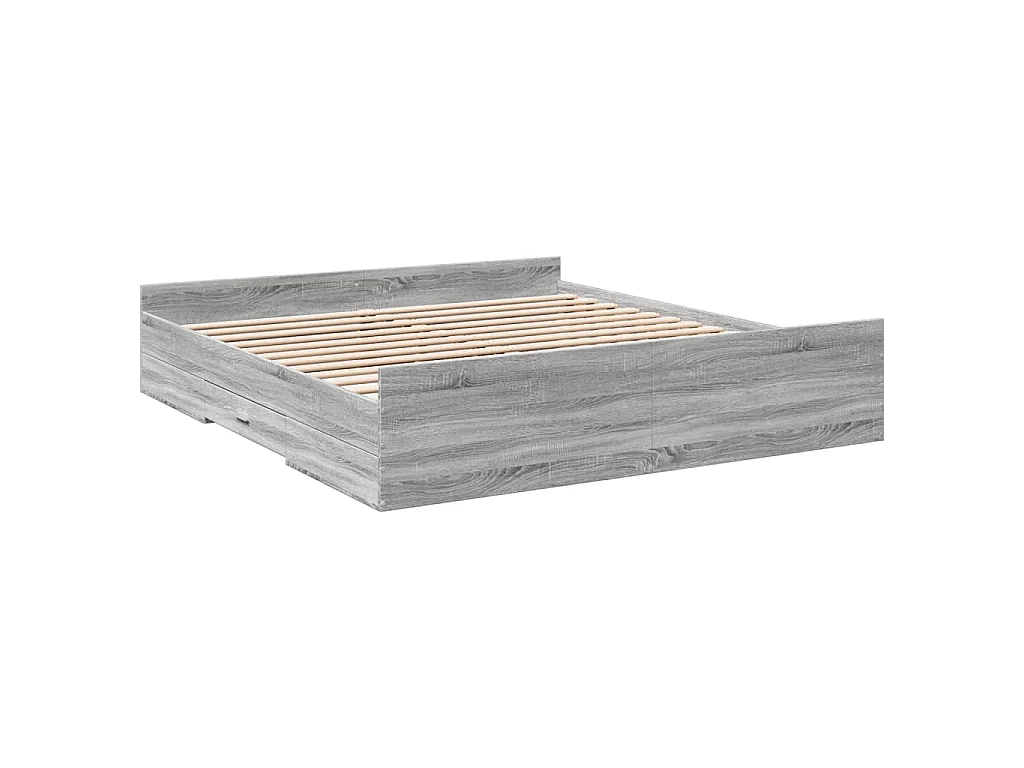 Cadre de lit avec tiroirs sans matelas sonoma gris 200x200 cm
