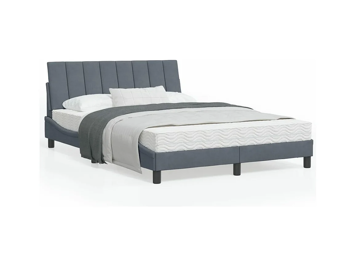 Lit avec matelas gris foncé 120x200 cm velours