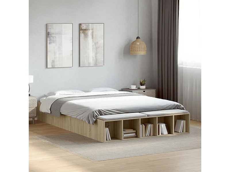 Cadre de lit sans matelas chêne sonoma 140x200 cm