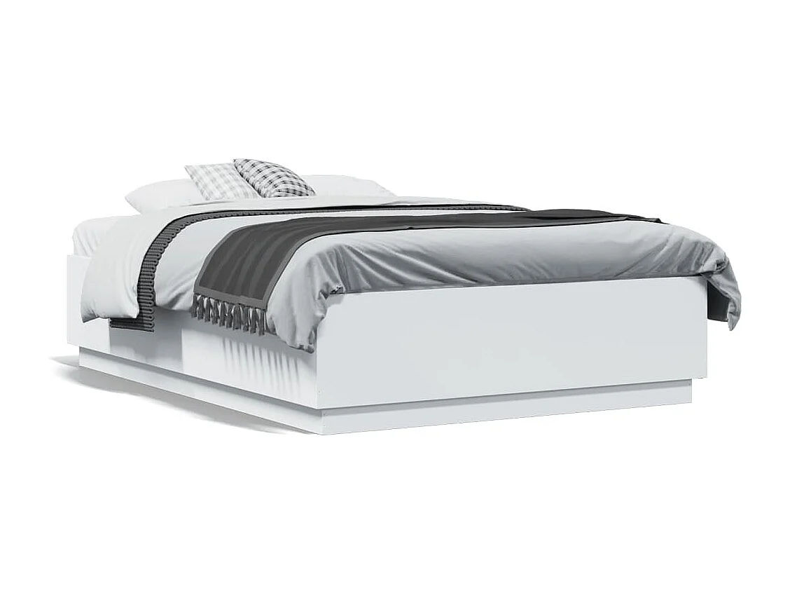 Estrutura cama c/ luzes LED 120x190 cm derivados madeira branco