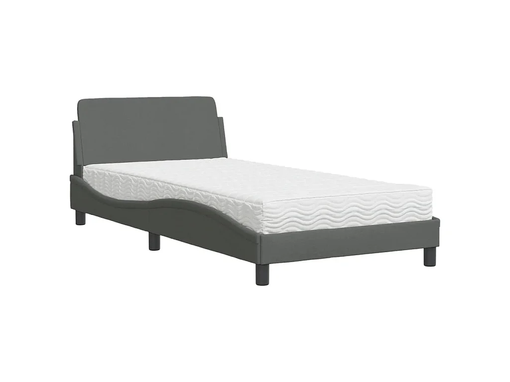 Bett mit Matratze "Dover" Dunkelgrau 100x200 cm Stoff