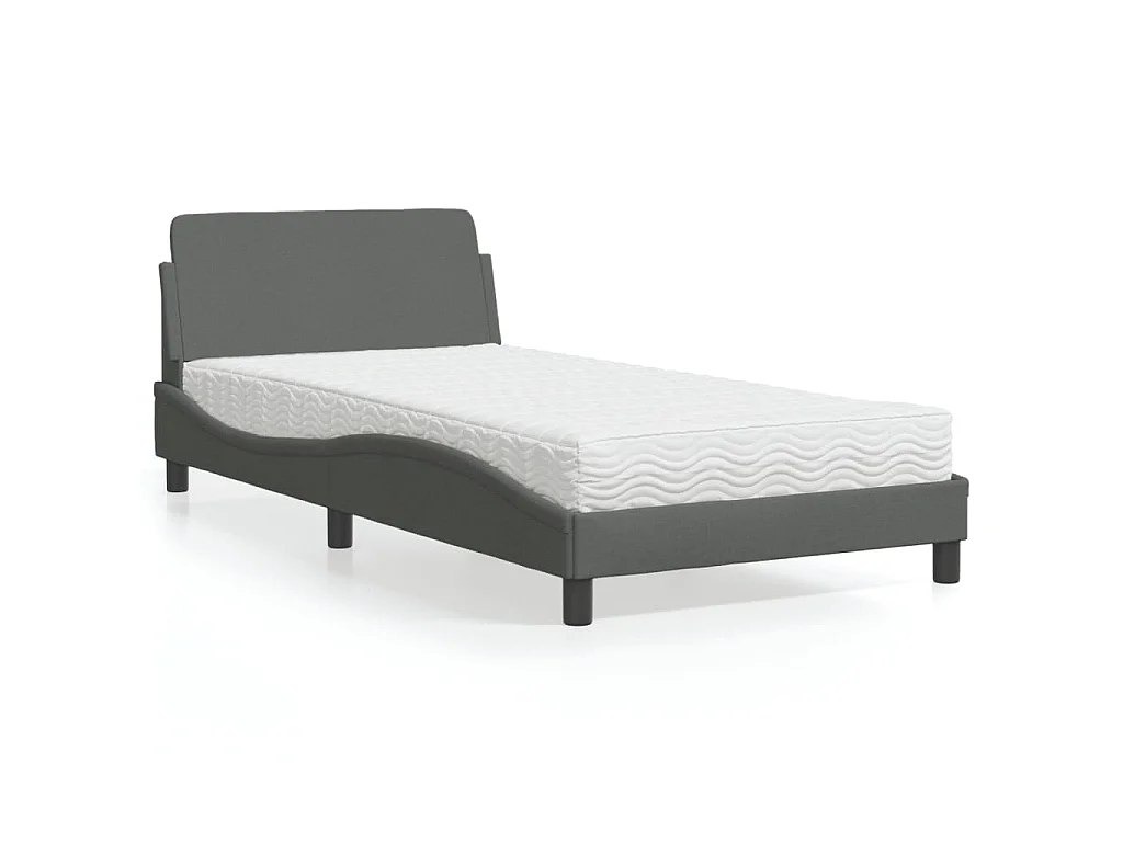 Bett mit Matratze "Dover" Dunkelgrau 100x200 cm Stoff