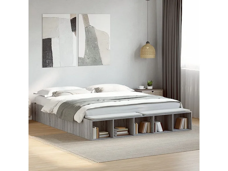 Cadre de lit sans matelas sonoma gris 180x200 cm